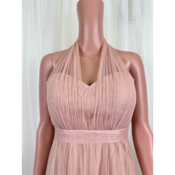 Jenny Woo Annabelle Convertible Chiffon Tulle Bridesmaid Dress Peach Size 4 - Picture 8 of 17